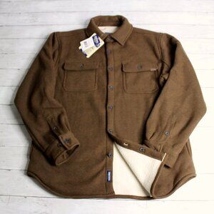 Smith's Men's Thermal Shirt Jacket Size L Brown Sherpa Lined Heavyweight
